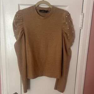 Pomander Place from Tuckernuck Pearl-Embellished Puff Sleeve Sweater - Camel
